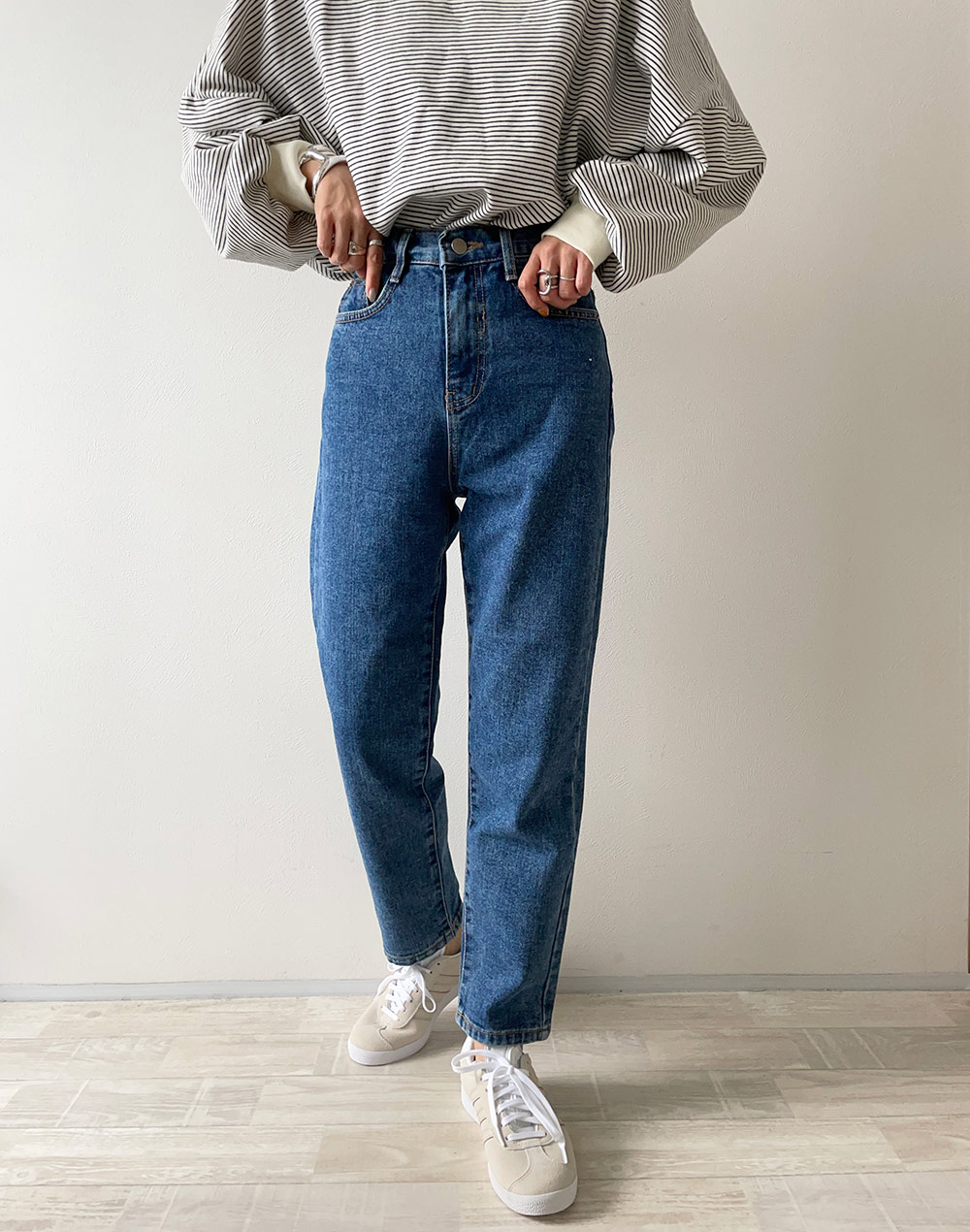 バックパッチテーパードデニムパンツ | レディースファッション