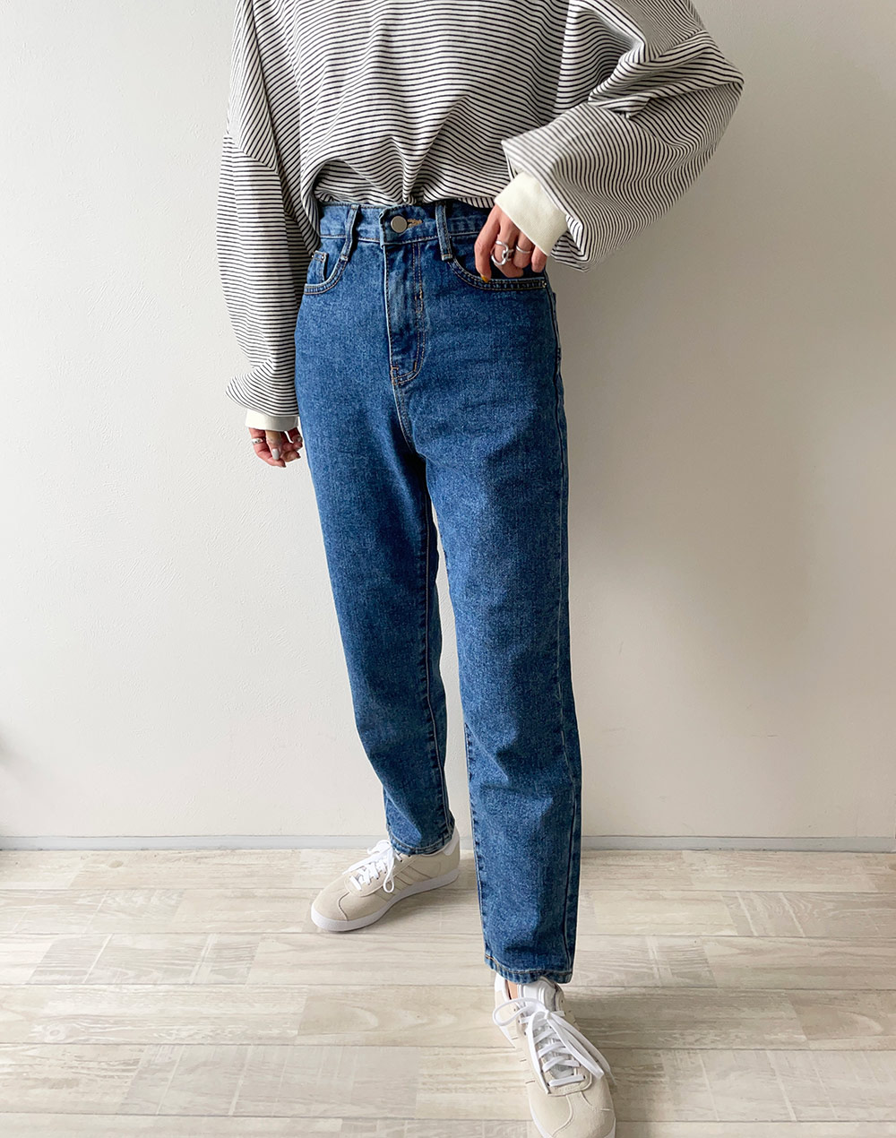 バックパッチテーパードデニムパンツ | レディースファッション