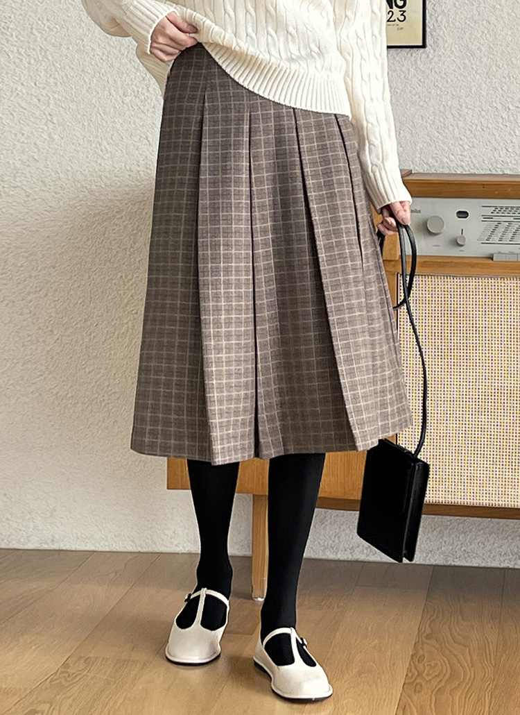 45rpm ウール100% チェック柄プリーツスカート 45rpm ウール100% チェック柄プリーツスカート