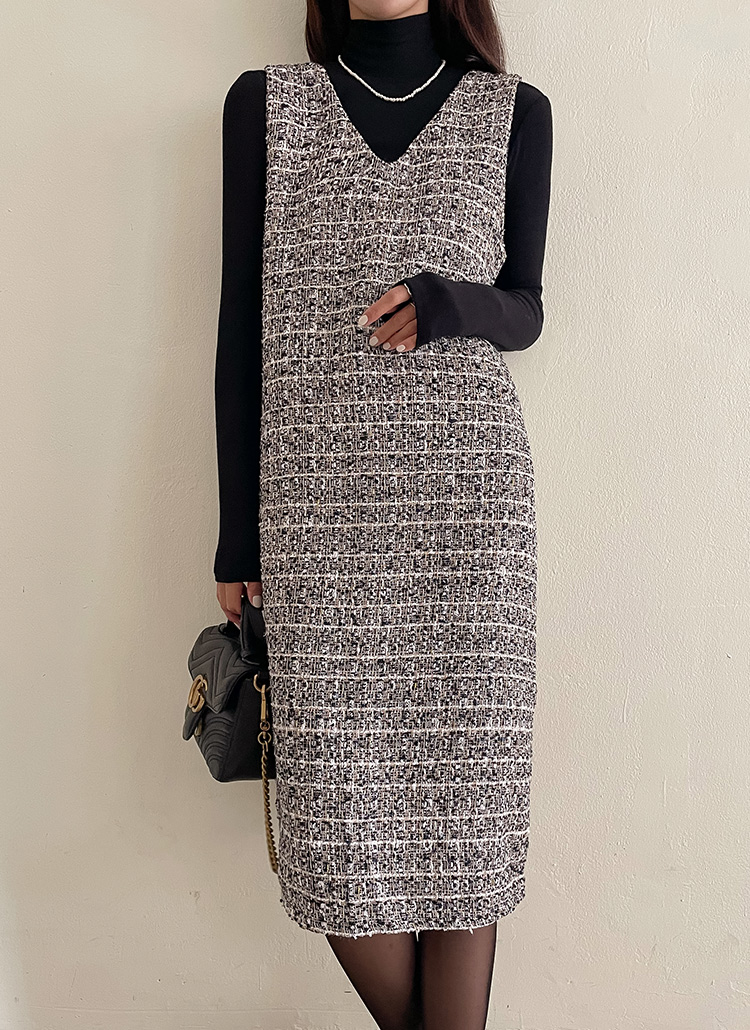 ツイード Vネック ノースリーブ ワンピース Ray BEAMS（レイビームス）の「Ray BEAMS / ツイード Vネック