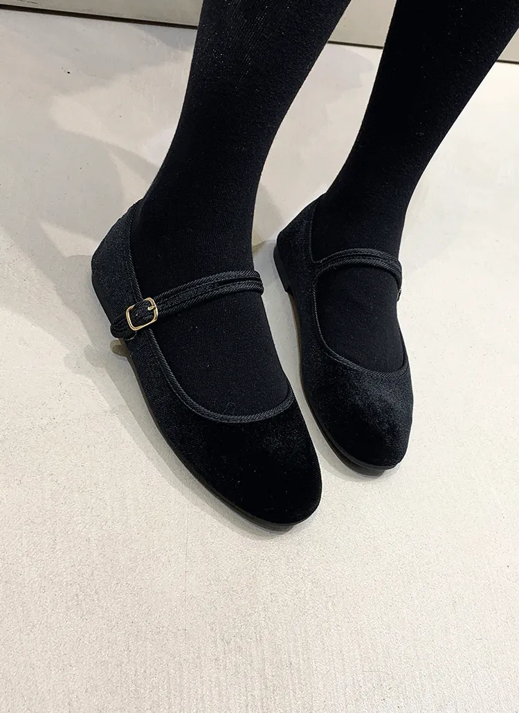 裏起毛ベロアメリージェーンシューズ | minagram | 詳細画像1