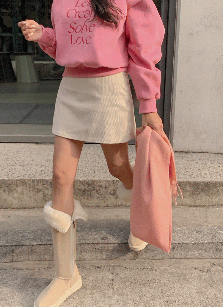 完売品♪】ebure ワイドコーデュロイスカート ベージュピンク 