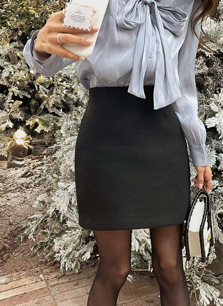 ウール混Hラインミニスカート | レディースファッション通販 - DHOLIC 