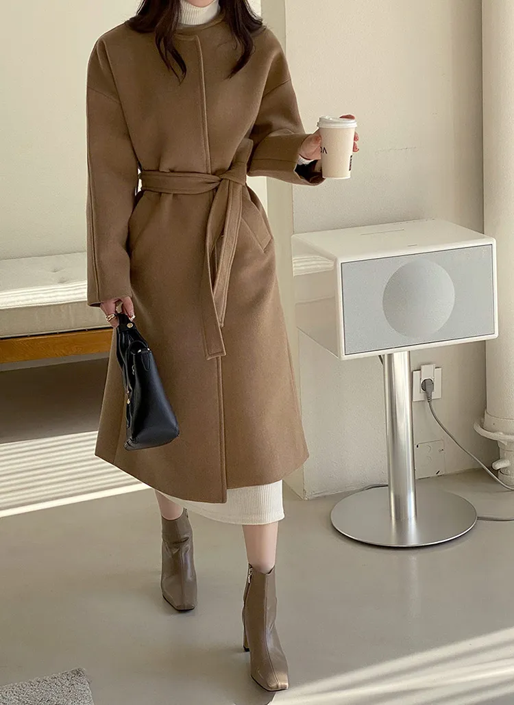 新品タグ付✨ノーブル ノーカラーコート ロングコート ベージュ S 