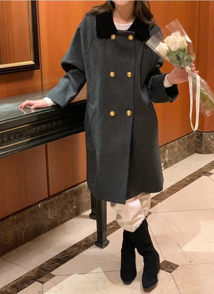 配色カラーダブルボタンコート | レディースファッション通販 - DHOLIC 