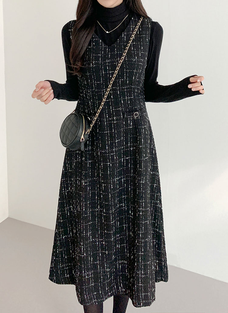 【完売品】DHOLIC グリッターツイードワンピース ネイビー　レディース 完売品】DHOLIC グリッターツイードワンピース ネイビー