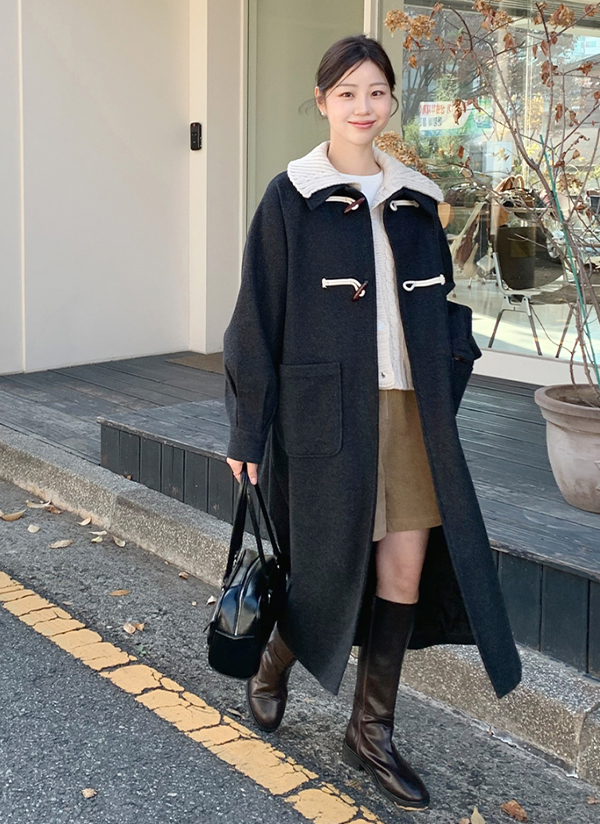 キルティング裏地ロングダッフルコート | レディースファッション通販