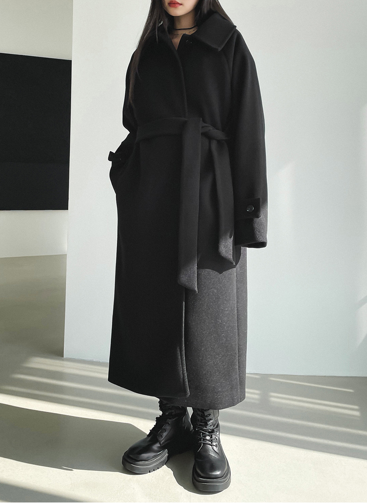 ストラップ付ラグランロングコート | レディースファッション通販 - DHOLIC