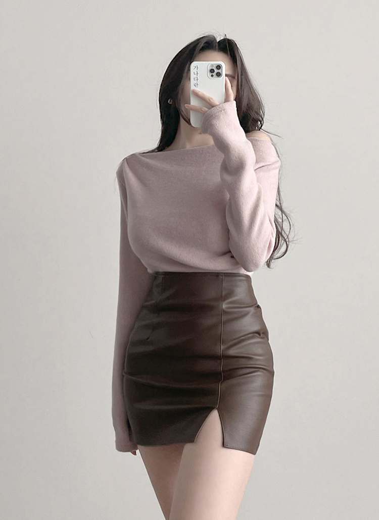 シャーリングオフショルダーニット | レディースファッション通販 - DHOLIC