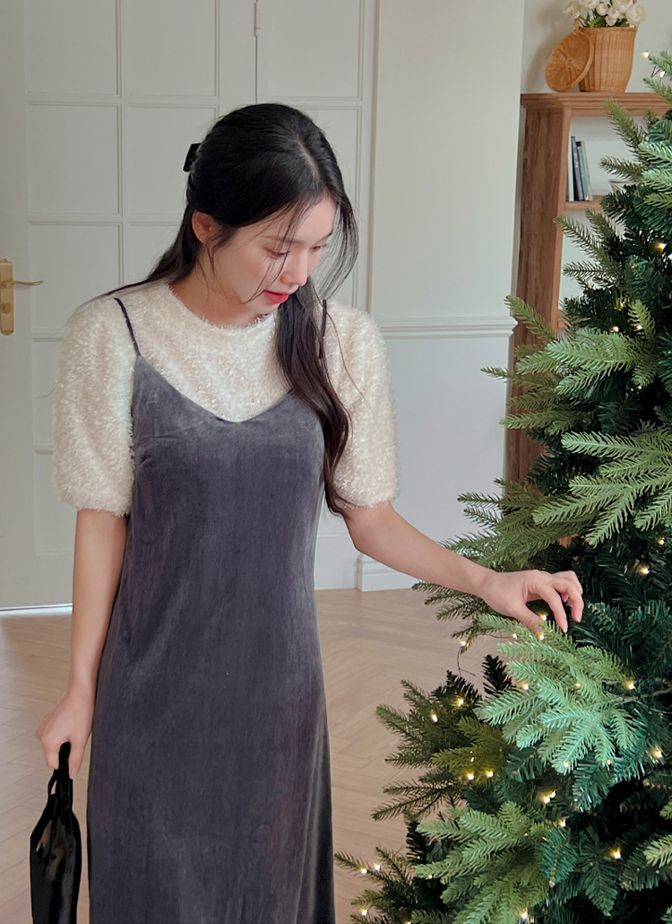 Vネックベロアキャミワンピース | レディースファッション通販 - DHOLIC