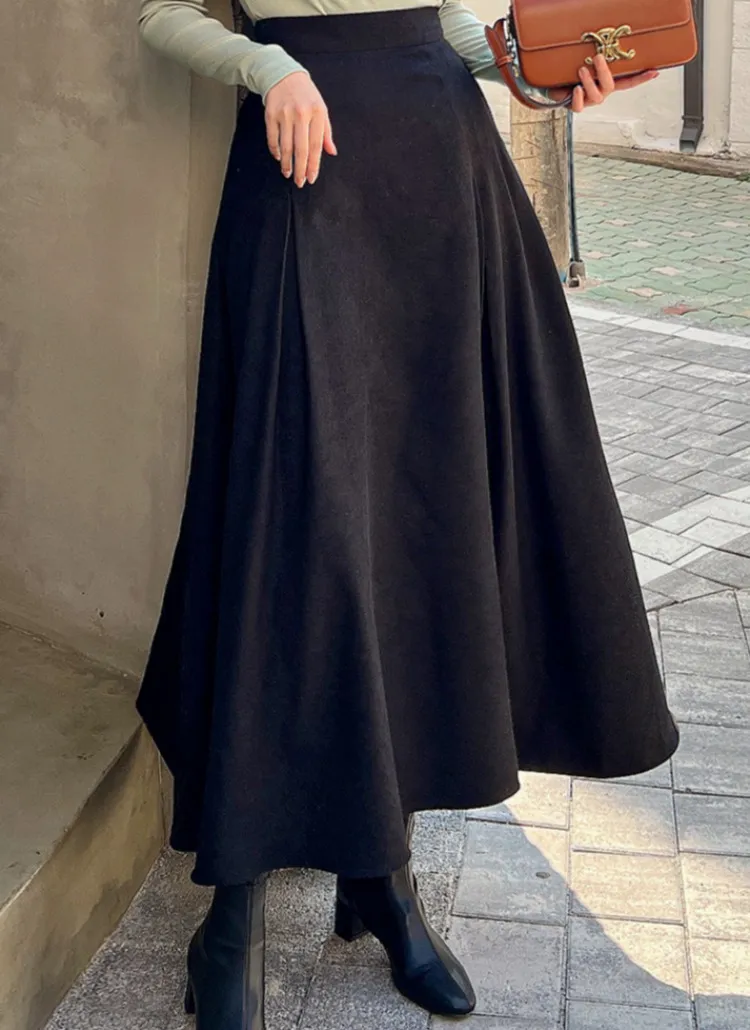 スエード調フレアロングスカート | レディースファッション通販 - DHOLIC 