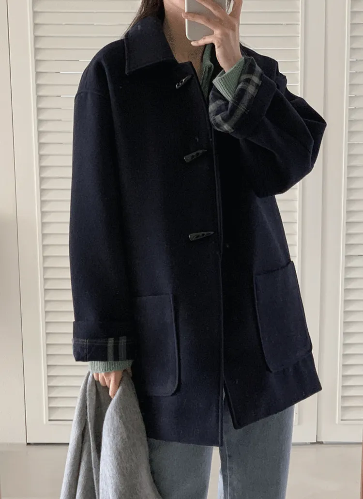 キルト裏地チェックライニングダッフルコート | レディース