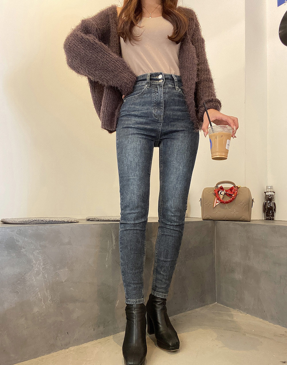 身長別】ゴムハイウエストスキニーデニムパンツ | レディース