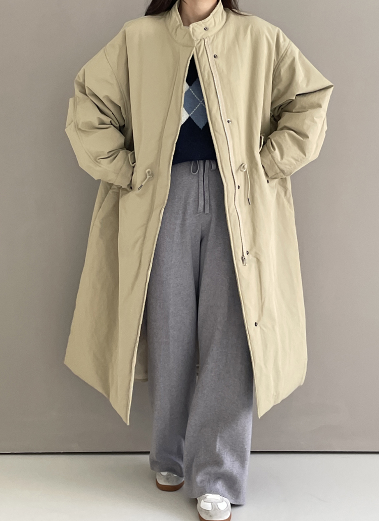 スタンドカラー中綿ロングジャンパー | レディースファッション通販