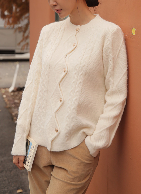 ジグザグディテールダイヤツイストカーディガン | レディース