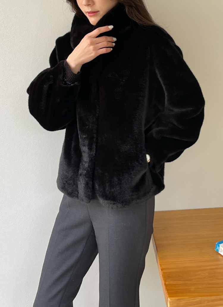 カラーネックエコファージャケット | レディースファッション通販 - DHOLIC