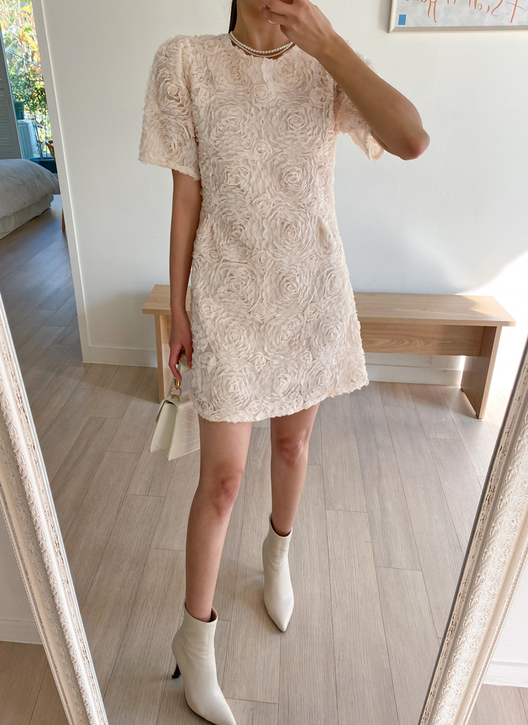 半袖ローズミニワンピース | レディースファッション通販 - DHOLIC