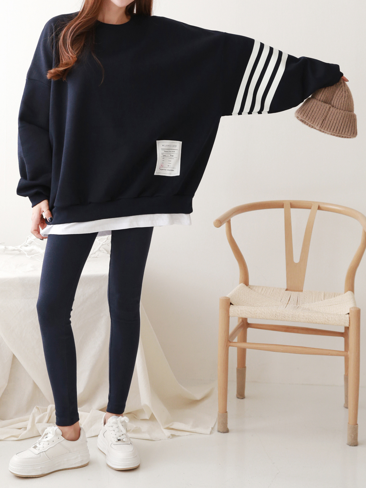裏起毛配色スウェット&起毛レギンスSET | 詳細画像2