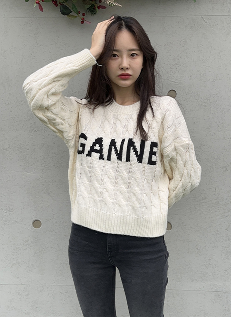 美品　GANNI ホワイト ケーブルニットセーター GANNEケーブルニット | レディースファッション通販 - DHOLIC