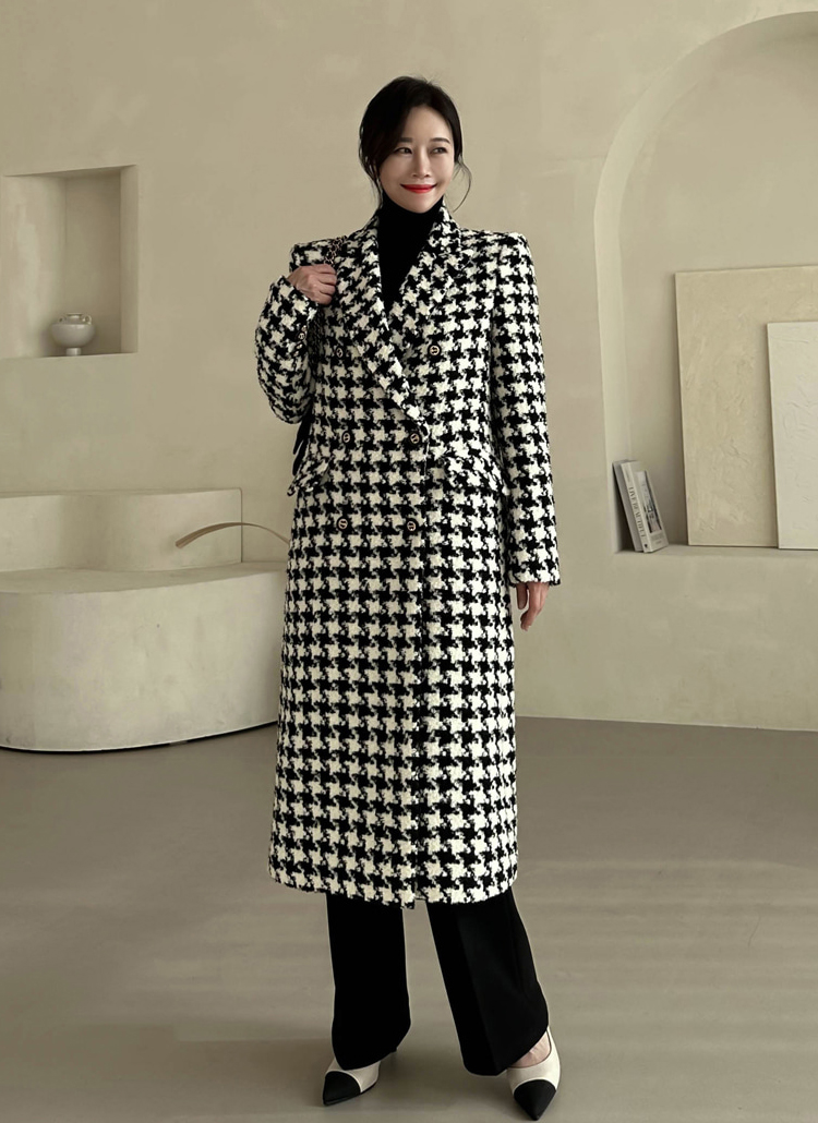 美品】plage ショップ ハウンドトゥース double button コート Plage