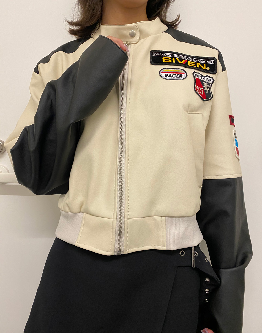 フェイクレザーレーサージャケット | レディースファッション