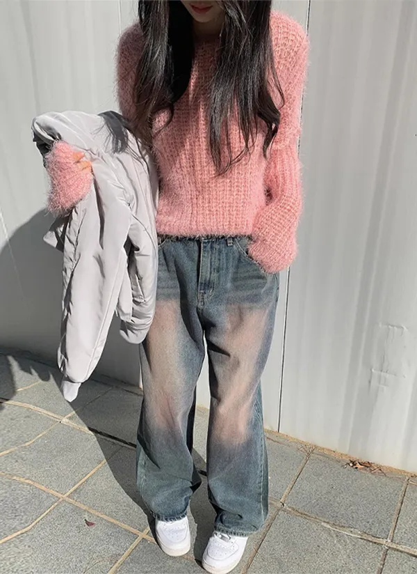 ピンクウォッシュワイドデニムパンツ | レディースファッション通販  