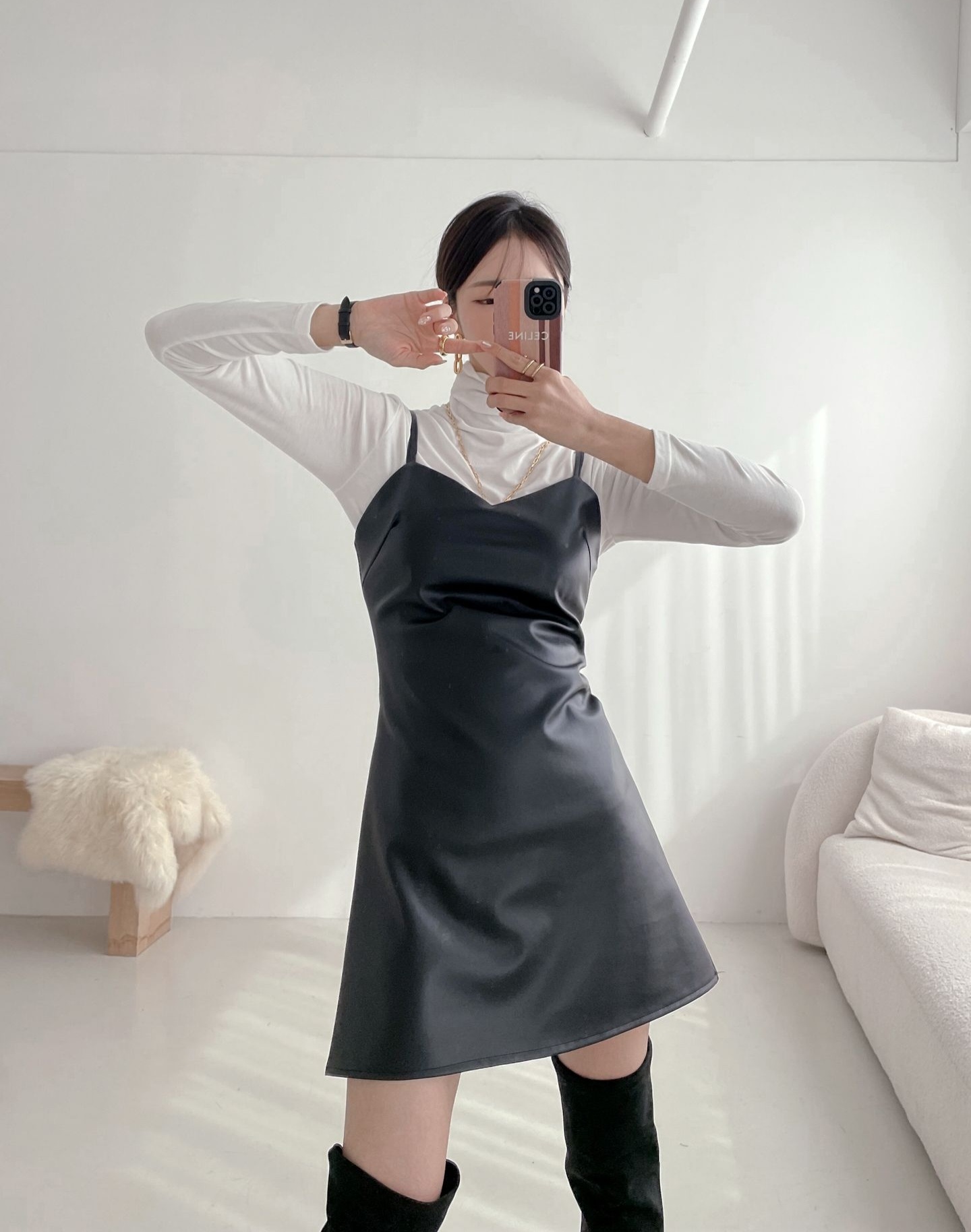 レザー調ビスチェワンピース | レディースファッション通販 - DHOLIC