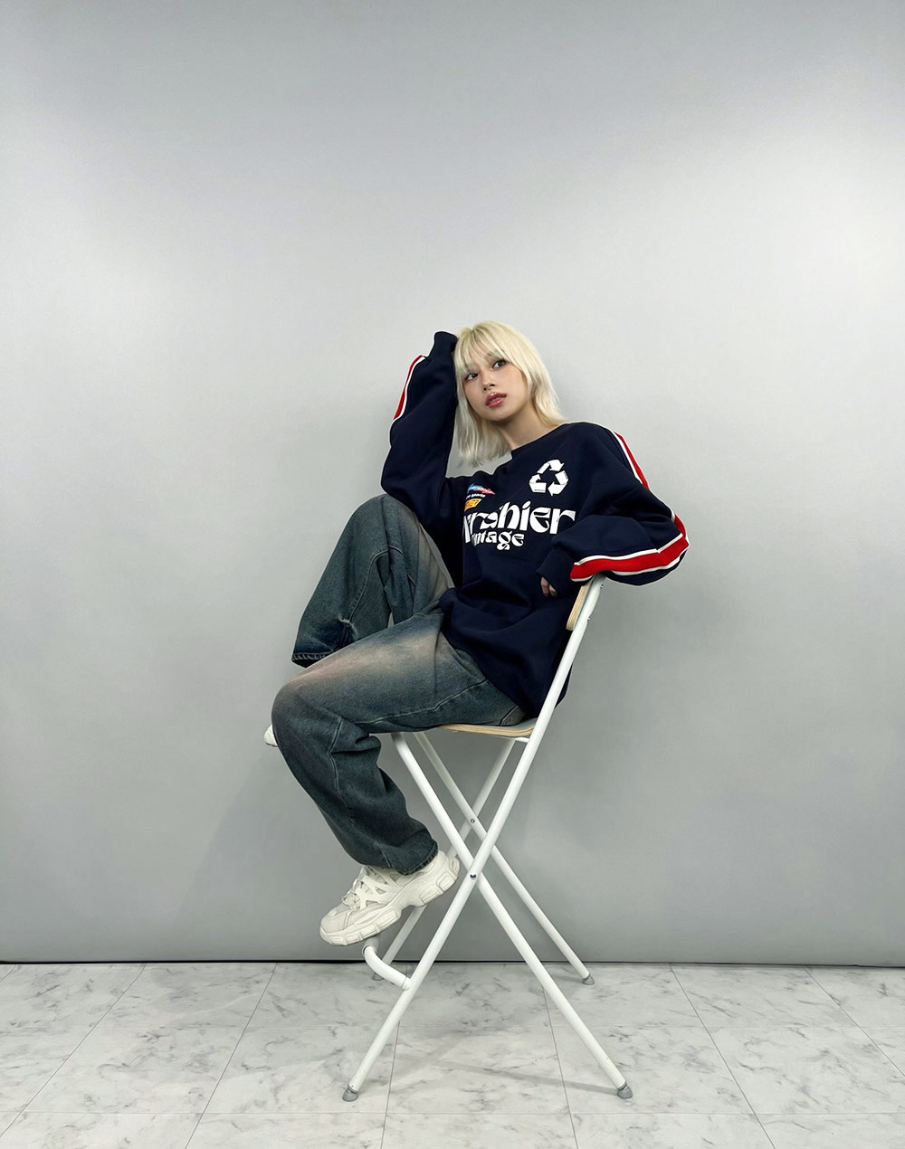 LAD BY DEMYLEE ボタン エルボーパッチ スウェット トレーナー