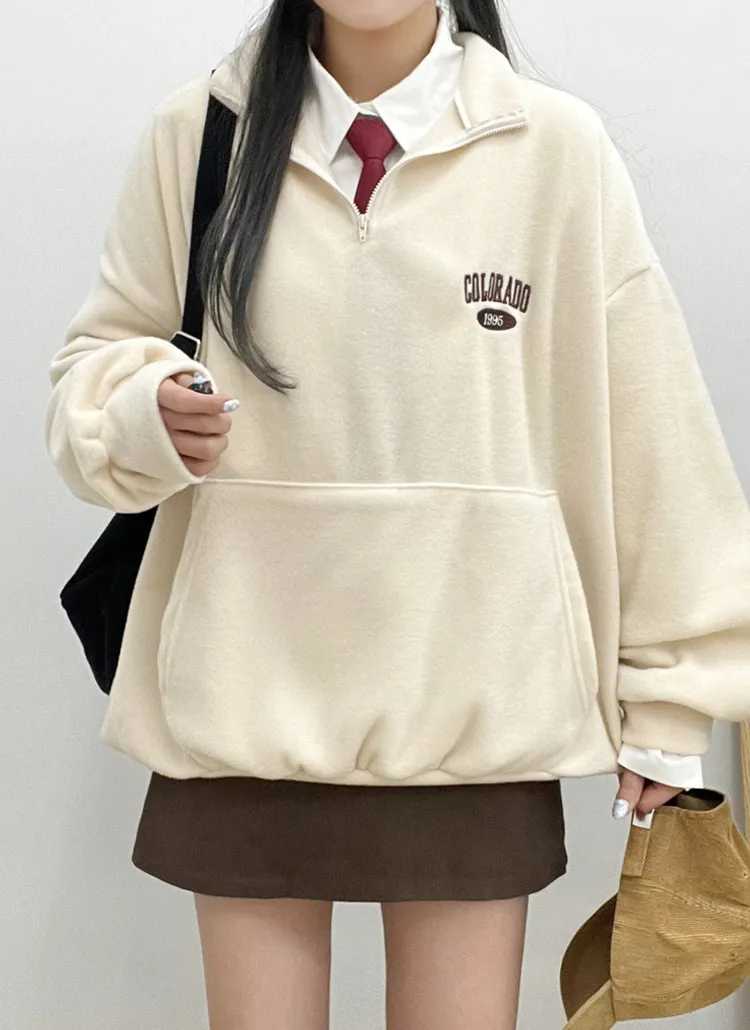 ハーフジップマフポケットフリーススウェット | レディース 