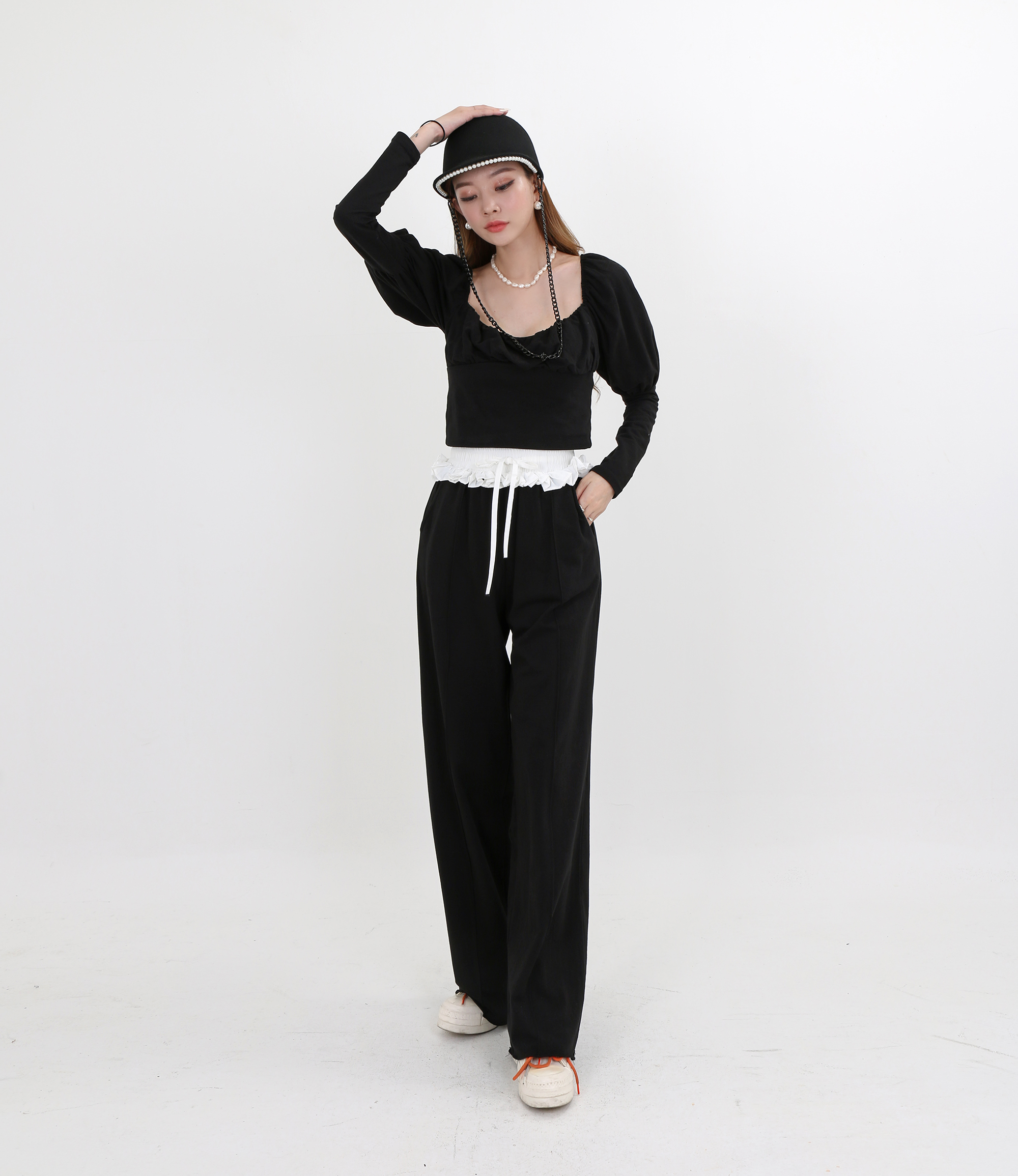 配色フリルスウェットパンツ | レディースファッション通販 - DHOLIC