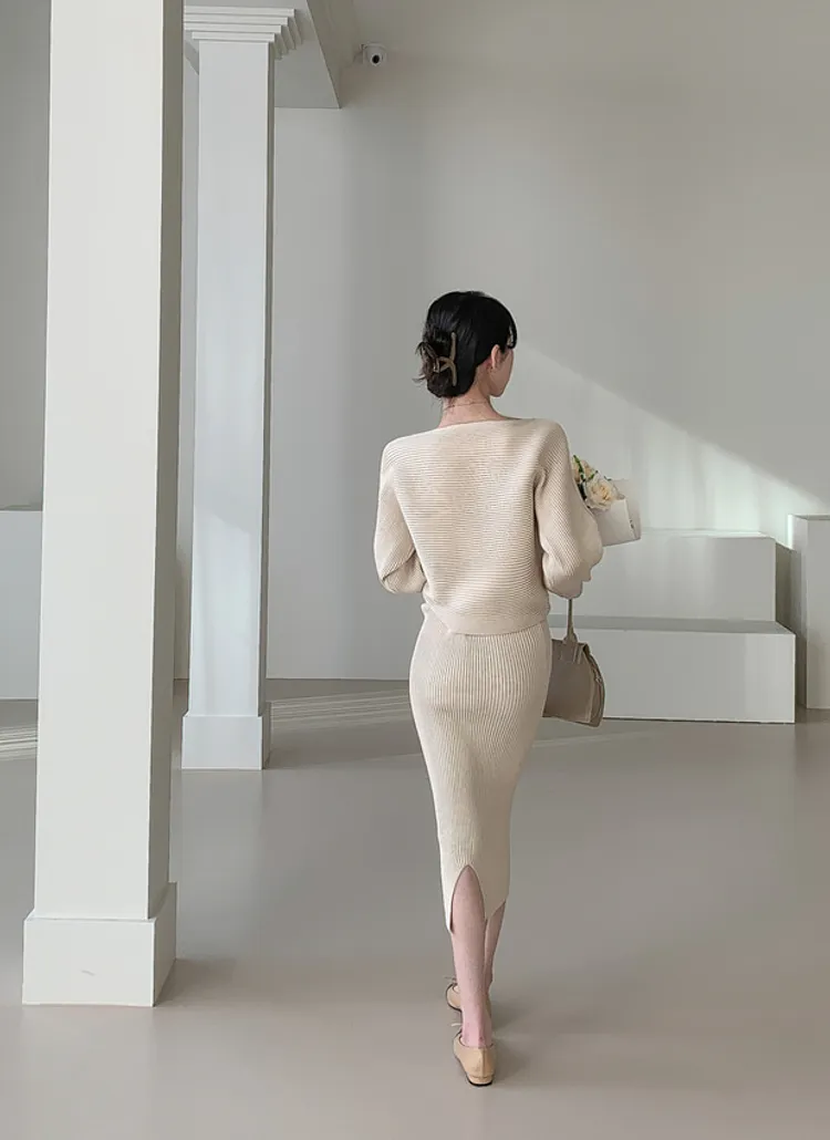 ボートネックリブニット&スカートSET | highclassic | 詳細画像2