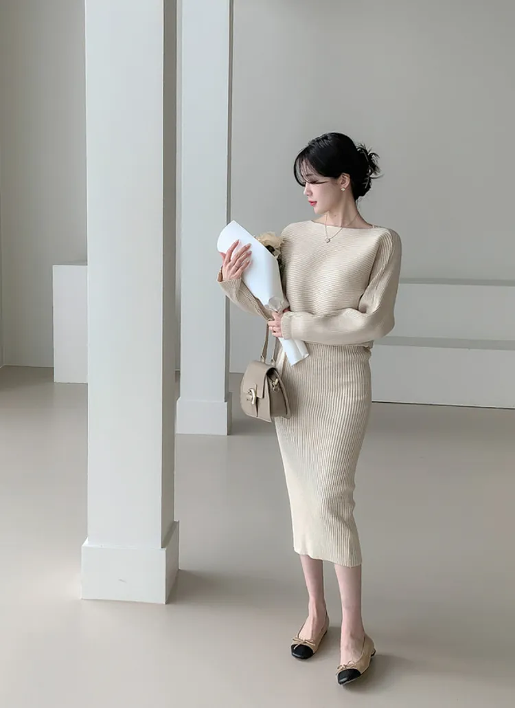 ボートネックリブニット&スカートSET | highclassic | 詳細画像4