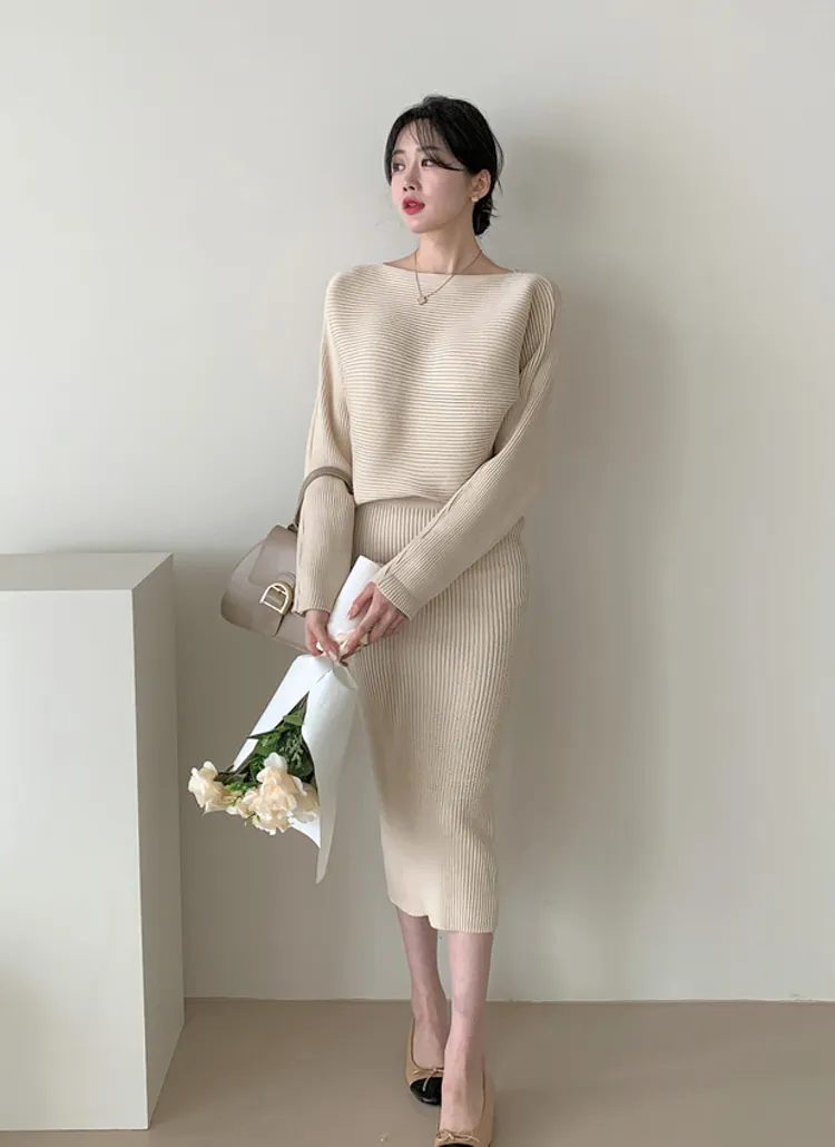 ボートネックリブニット&スカートSET | highclassic | 詳細画像5