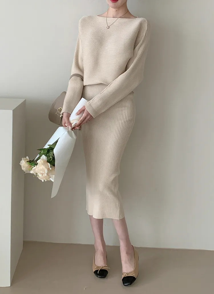 ボートネックリブニット&スカートSET | highclassic | 詳細画像6