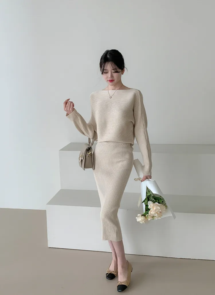 ボートネックリブニット&スカートSET | highclassic | 詳細画像7