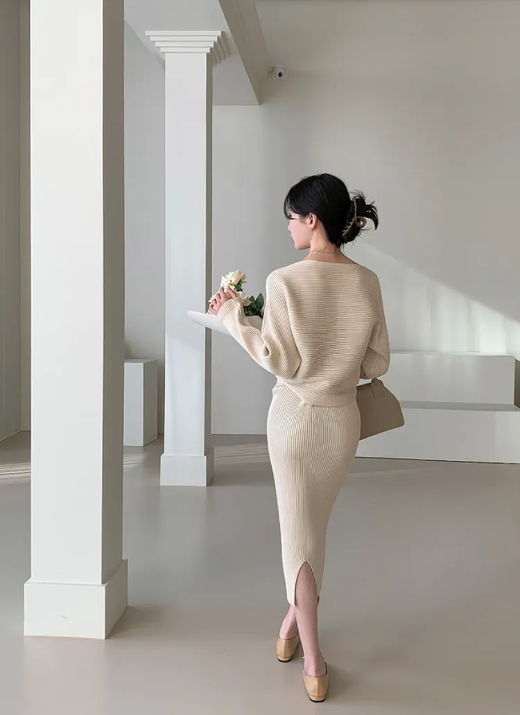 ボートネックリブニット&スカートSET | highclassic | 詳細画像8