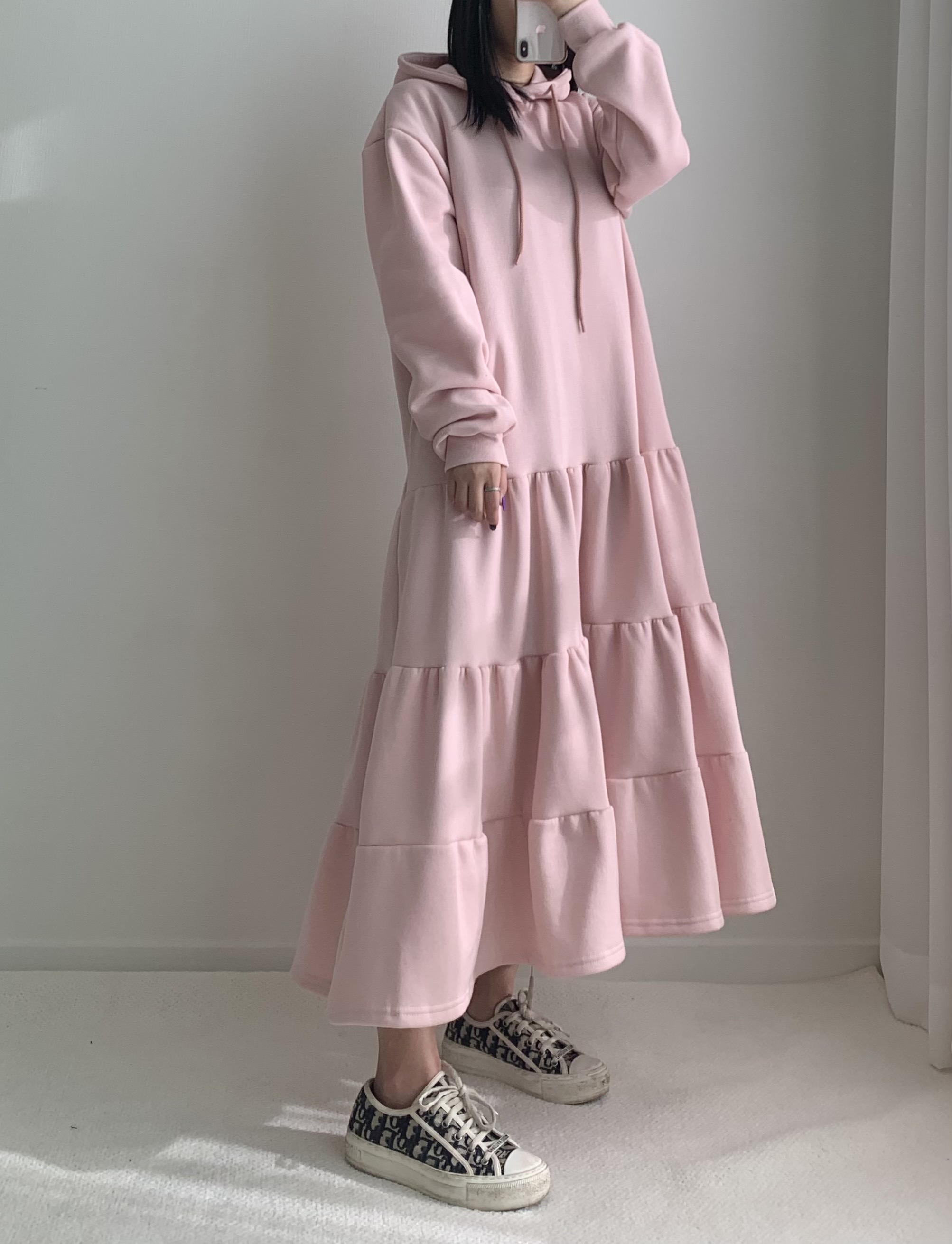 裏起毛ティアードパーカーワンピース | レディースファッション通販