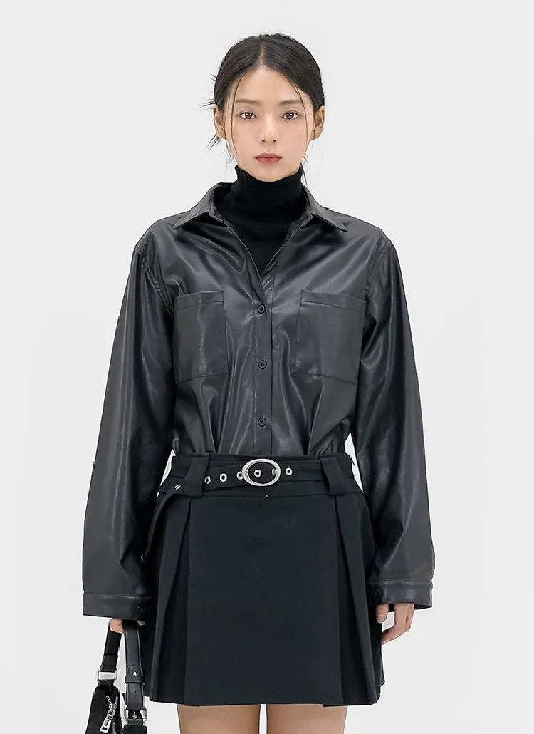 裏起毛フェイクレザーシャツ | レディースファッション通販 - DHOLIC
