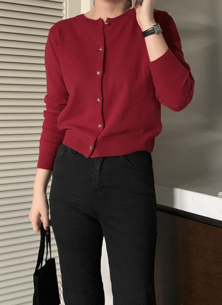 ハートボタンニットカーディガン - マリンブルー | ZARA Japan