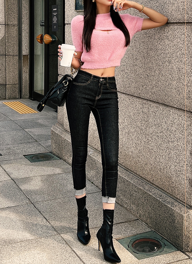 バックスリーボタンスキニーデニムパンツ | レディース