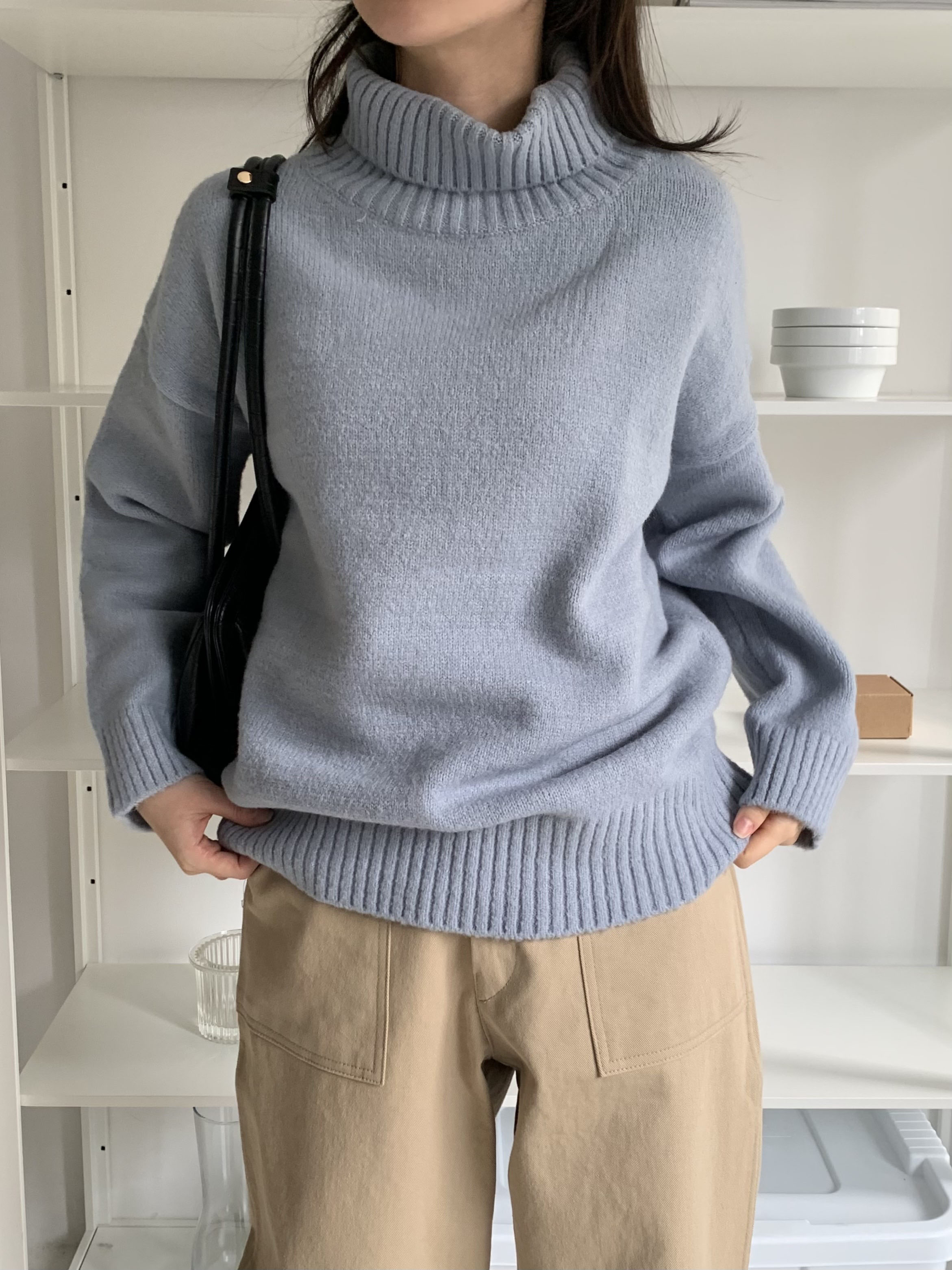 タートルネックリブヘムニット | レディースファッション通販 - DHOLIC