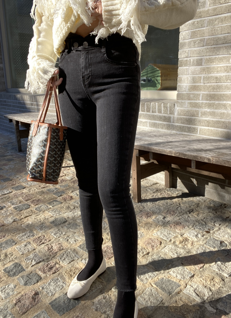 裏起毛ハイウエストスキニーデニムパンツ | レディース
