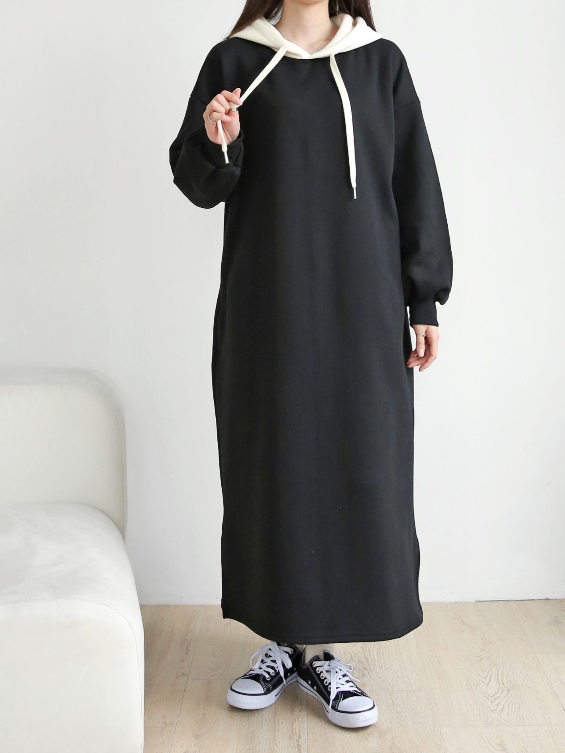 裏起毛配色パーカーワンピース | レディースファッション通販 - DHOLIC