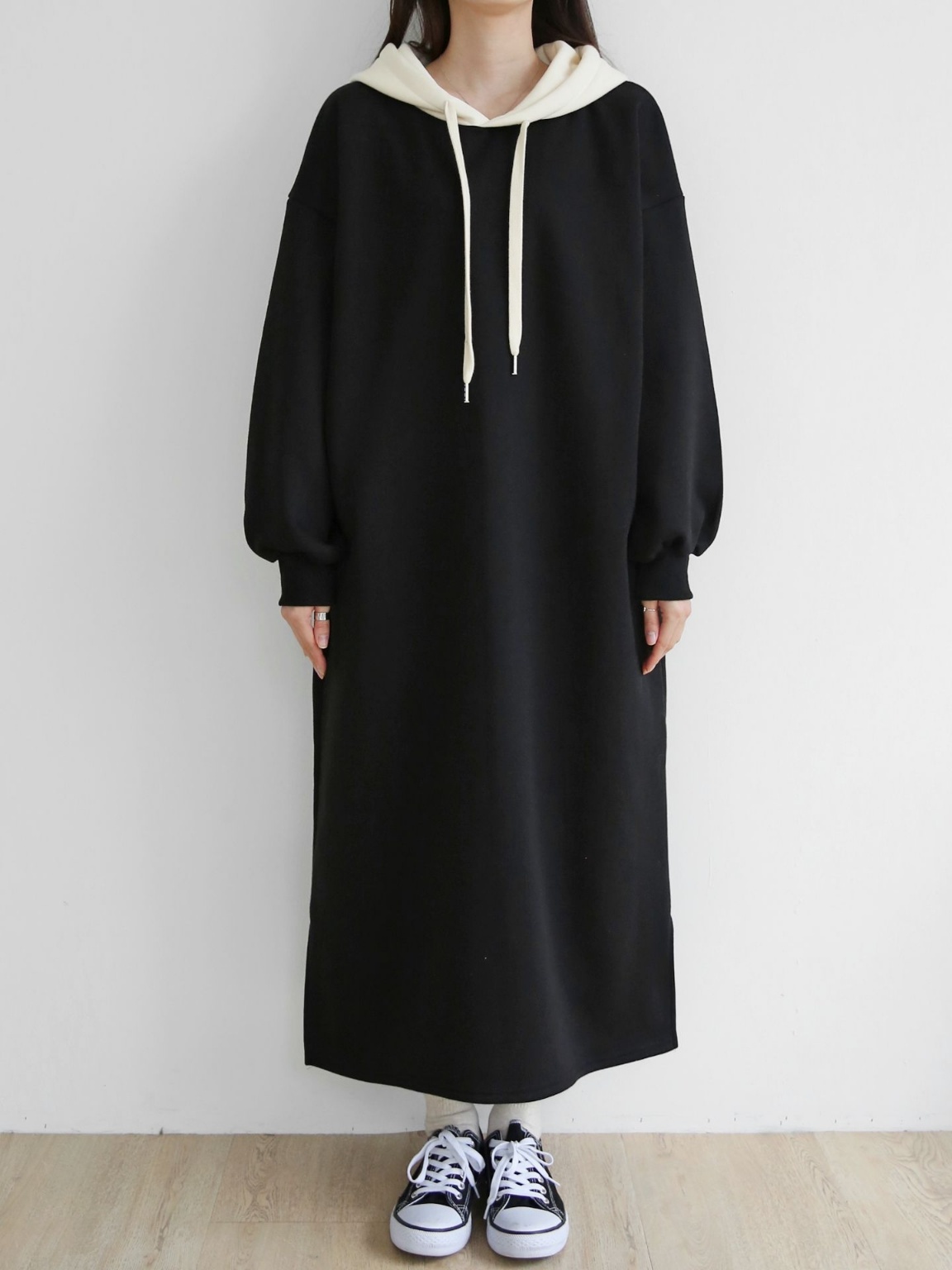 裏起毛配色パーカーワンピース | レディースファッション通販 - DHOLIC