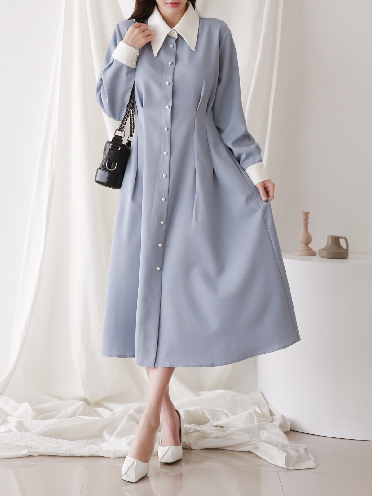 【美品】Ballsey ボルジー　パールボタン付き 五分丈シャツ 美品】Ballsey ボルジーパールボタン付き 五分丈シャツ