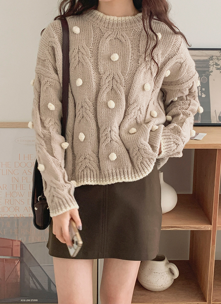 ポンポンケーブルニット | レディースファッション通販 - DHOLIC