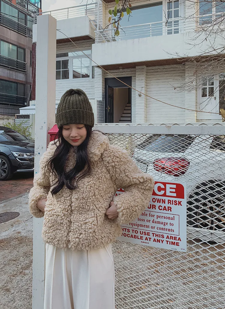 裏起毛カラーネックファータッチジャケット | レディースファッション 