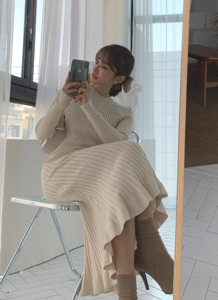 スリムリブニットマーメイドワンピース | レディースファッション通販