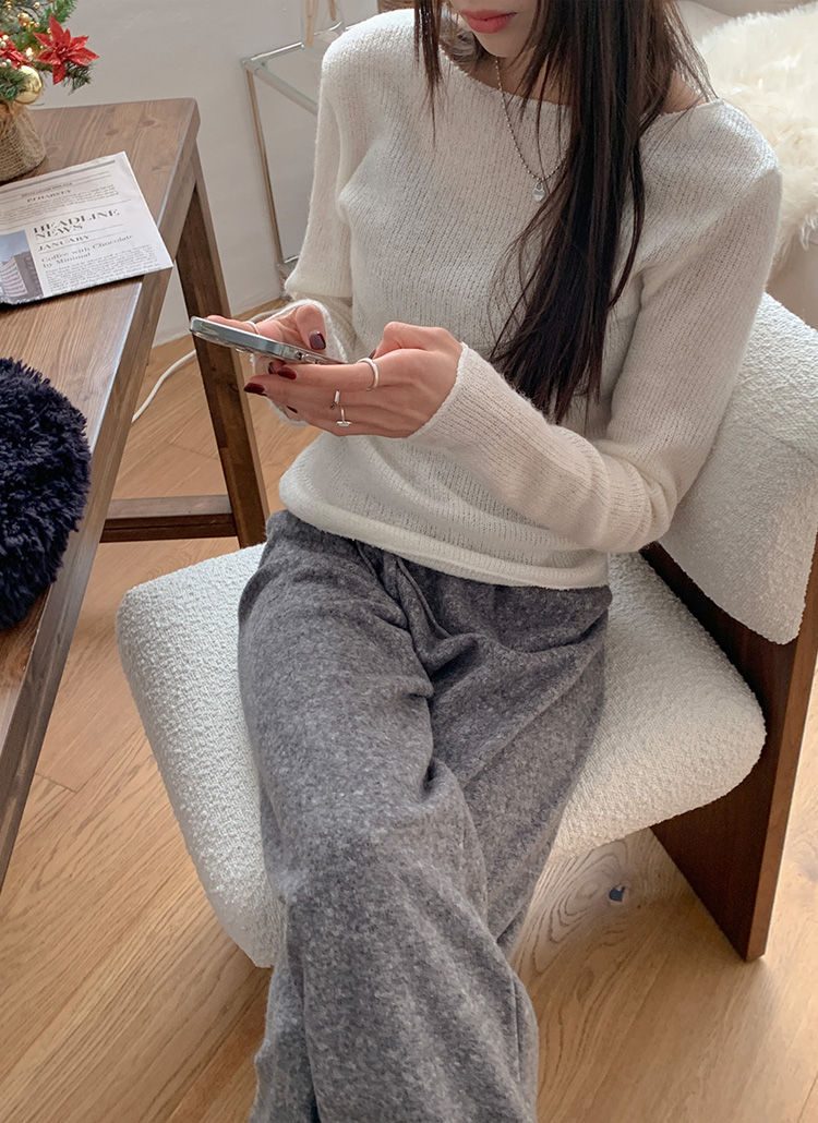 アンゴラミックスボートネックニット | レディースファッション通販
