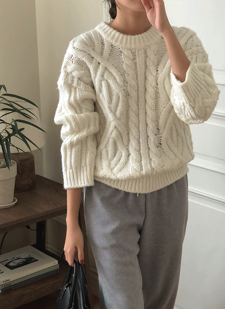 ベンチ 収納付 ペセリコ ケーブルタートルネック ニット セーター